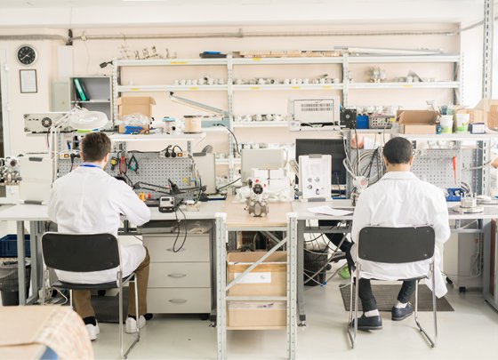 people working in lab